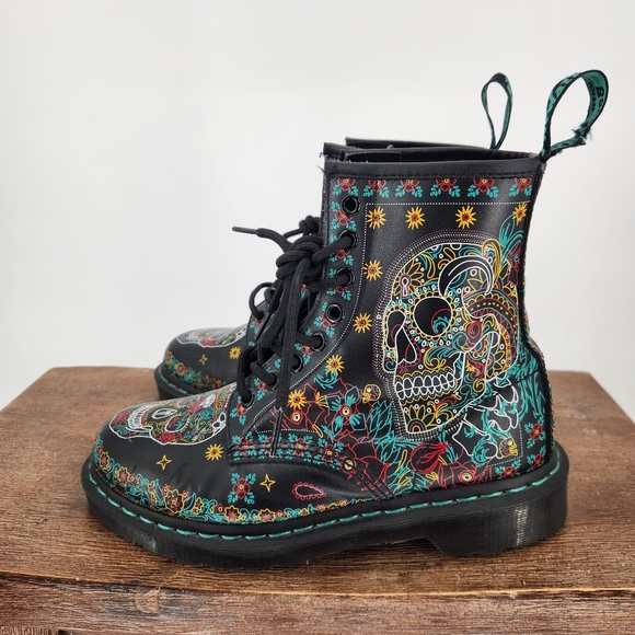 Dr. Marten 1460 sugar skull dia de los muertos limited edition boots size 7 rare - Picture 2 of 15